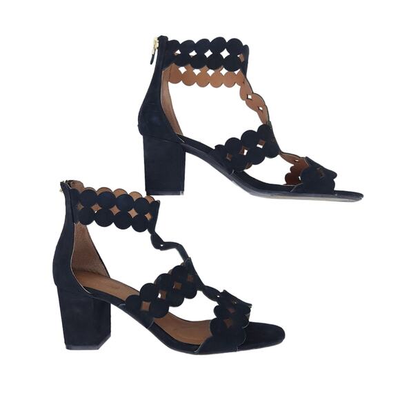 Kia Sudini Novara Open Toe Heels Sandals Black Block Heels 7.5W Wide Heeled - Picture 3 of 6